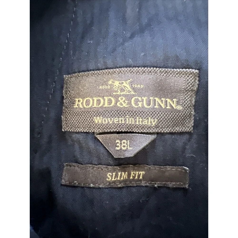 Rodd and Gunn Mens Slim Fit Chino Pants Size 38 x 31 Navy Blue Italy Shortened